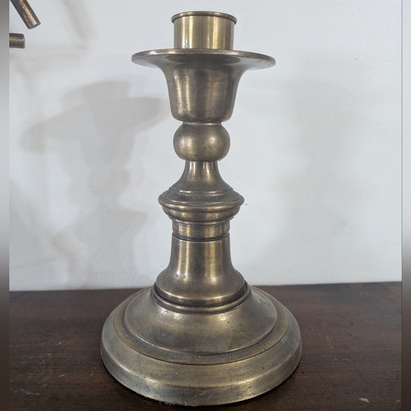 Vintage Heavy Solid Brass Candlestick Classic Turned Baluster Design Victorian